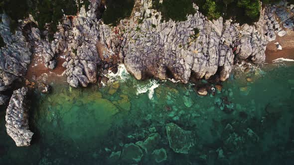 Drone Perspective of Kassandra Cliffs Near Paliouri Greece