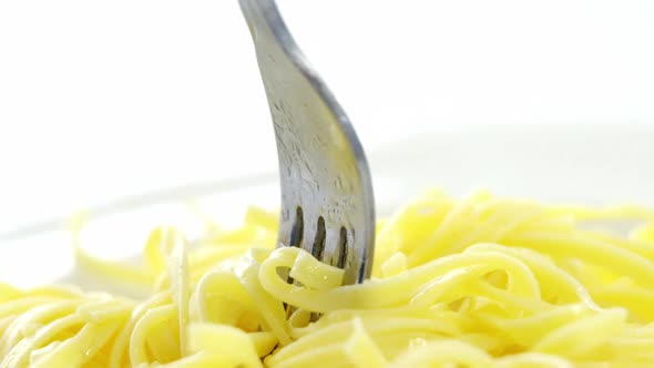Close-up of cooked pasta on plate