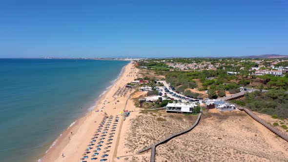 Aerial Drone Footage Shooting the Tourist Village of Vale De Lobo on the Shores of the Atlantic