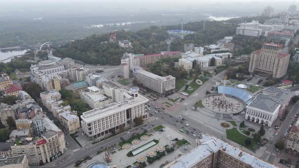 Cityscape of Kyiv, Ukraine. Aerial View, Slow Motion