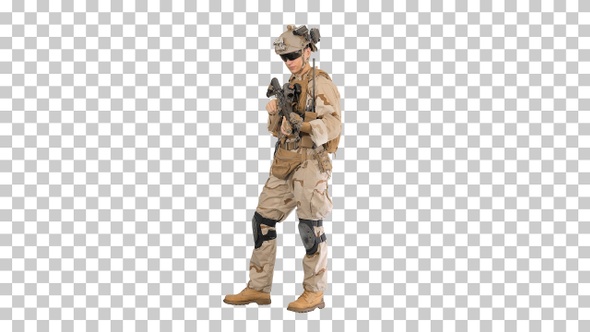 United states Marine Standing And Talking, Alpha Channel