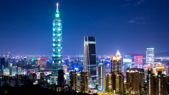 Timelaspe of Taipei city view at night