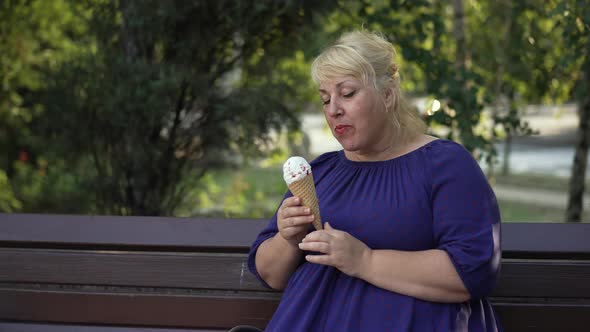 Fat Woman Eating Icecream