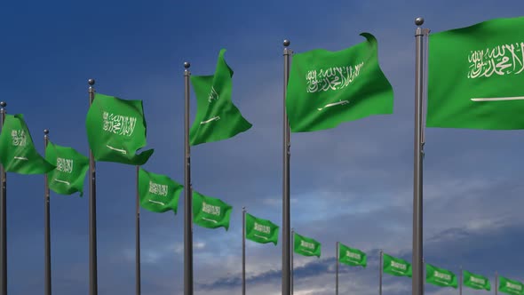 The Saudi Arabia Flags Waving In The Wind  2K