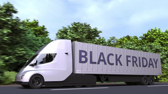 Electric Trailer Truck with BLACK FRIDAY Text on the Side