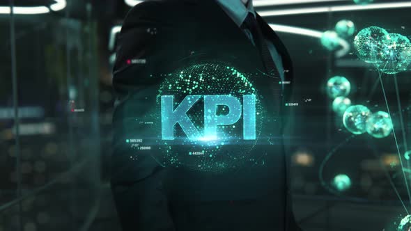 Businessman with KPİ Hologram Concept