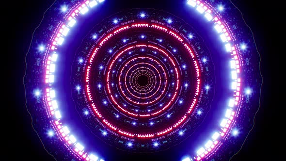 Rotating Red Lamp and Blue Light Tunnel Effect Loop 4K