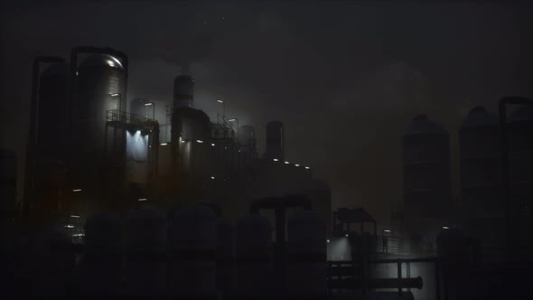 Petrochemical Industry Factory at Night alt