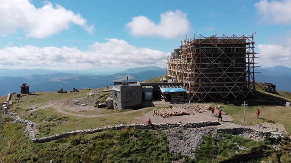 Aerial View Top of Pip Ivan Chernogorsky Mountain and Carpathian Mountain Range