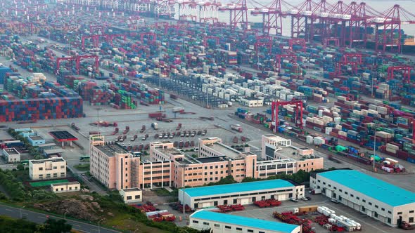 Yangshan Shanghai Container Port Terminal Pan Up