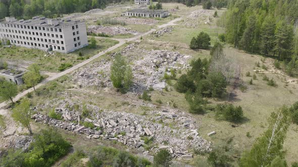 Remnants of a Buildings After Aerial Bombardment 