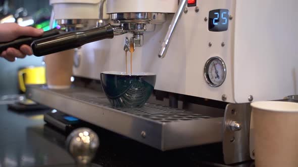 Coffee Pour From Machine Into Cup Spbas