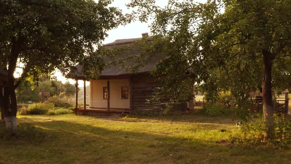 Old Rustic Village Hut Yard Lawn