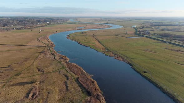 Warta River Gorzow Wielkopolski Poland Aerial Footage 1080p