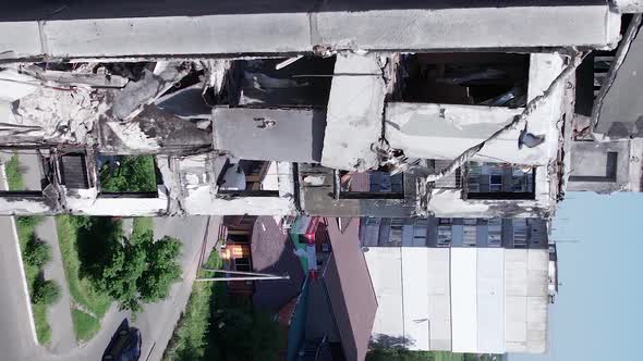 Vertical Video of War in Ukraine  Destroyed House