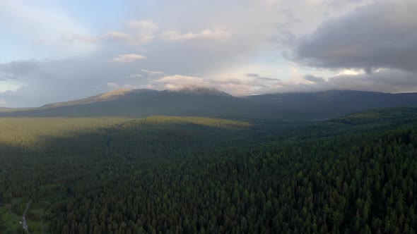 Aerial Views of Mount Iremel in Cloud, the Southern Urals