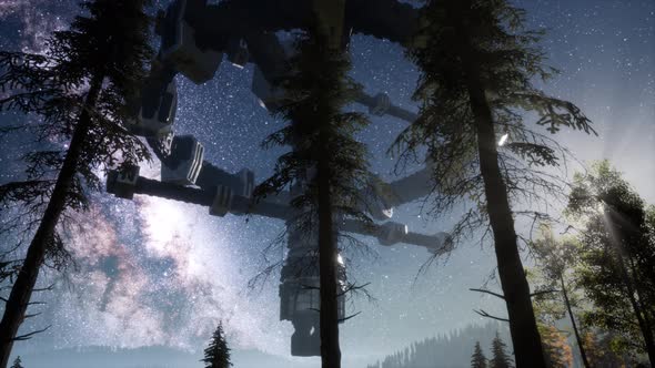 UFO Hovering Over Forest alt