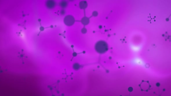 Animation of multiple 3d purple molecules