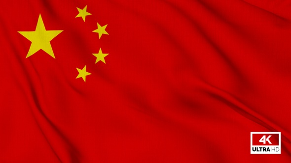 China Flag Waving Slowly Looped