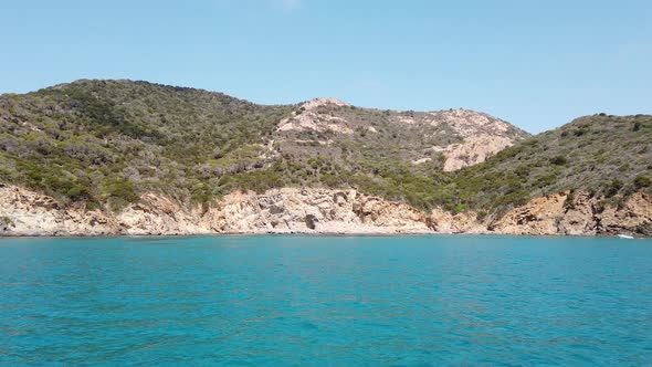 Beautiful view of the southern Sardinian sea from the boat.