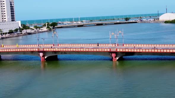 Recife Pernambuco Brazil. Historic buildings at downtown city.