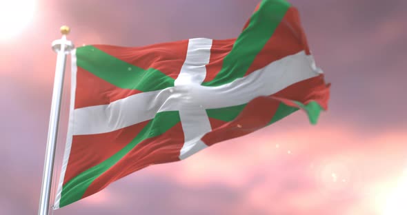 basque Country Flag at Sunset