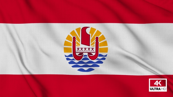 French Polynesia Flag Waving Slowly Looped
