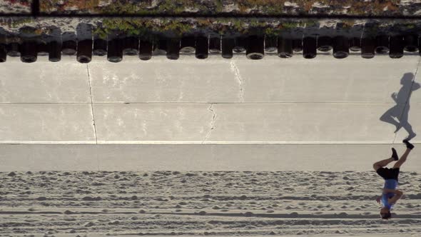 A man going for a run by the beach