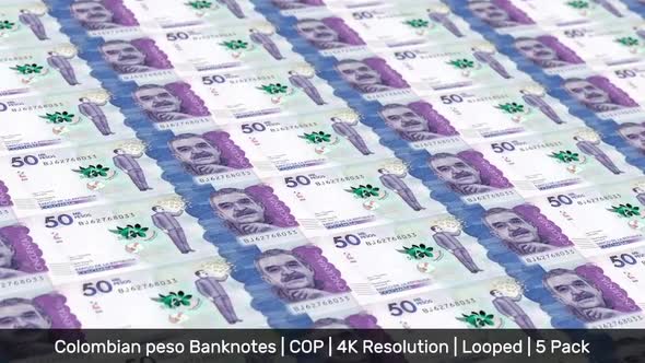 Colombia Banknotes Money / Colombian peso / Currency $ / COP / 5 Pack - 4K