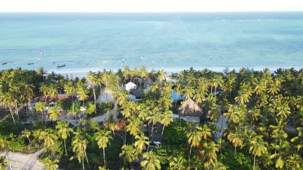 Zanzibar Tanzania  Aerial View of the Ocean Near the Shore of the Island Slow Motion