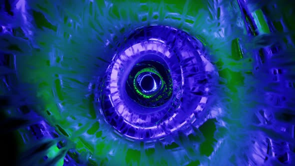 Vj Loop Green And Blue Cold Mirrored Tunnel 4K