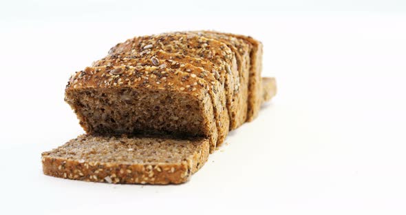 Sliced bread on white background