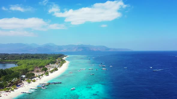 Aerial abstract of paradise island beach holiday by blue sea and clean sand background of a dayout i