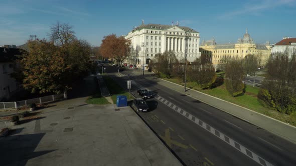 Aerial view of a city street