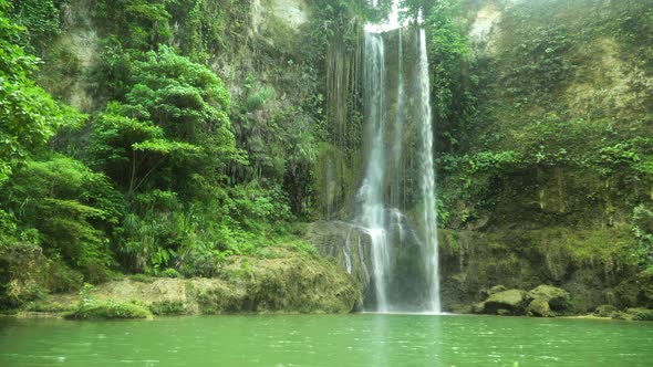 Beautiful Tropical Waterfall. Kilab Kilab Falls, Bohol, Philippines.