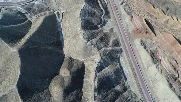 Aerial View of Colorful Rainbow Mountains, Zhangye National Geopark, China