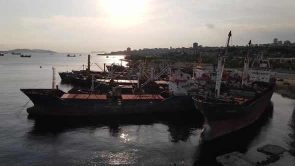 Ships Anchored Harbor