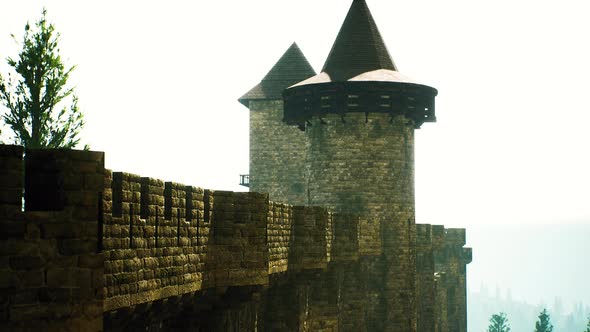 Old Castle Walls at the Sunset