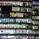 Office Windows in London Business Center at Night. - VideoHive Item for Sale