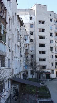 Vertical Video of a Destroyed Building in Borodyanka Ukraine