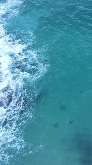 Vertical Video of Sea Water Near the Seashore Slow Motion