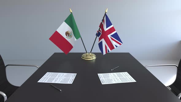 Flags of Mexico and the United Kingdom and Papers