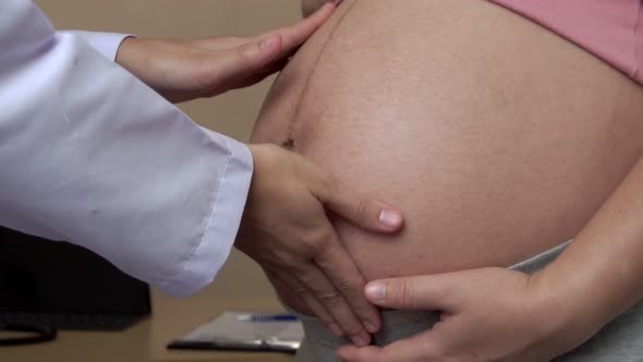 Pregnant Woman and Gynecologist Doctor at Hospital