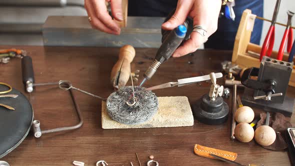 Man Preparing Metal for a New Jewellery. Successful Jewelry Soldering