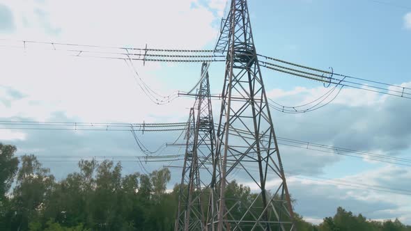 Poles Supporting High Voltage Overhead Power Line