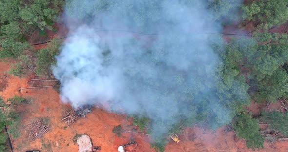 Burning the Uprooted Forest to Land Preparation for the Construction of New Houses