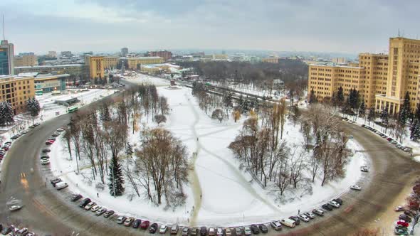 Kharkiv City From Above Evening Timelapse