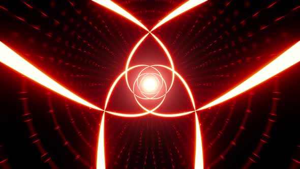 Glowing Red Triquetra Symbol Light Tunnel