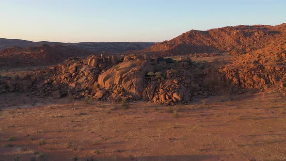 Aerial view of a desert land in Damaraland, Namibia.