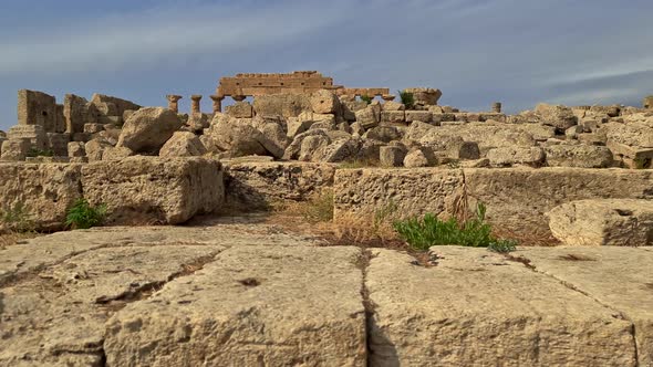 First-person view of Selinunte archaeological park in Sicily, Italy